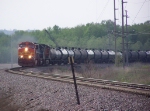 BNSF 4847 Rounds a Curve With a Train Entirely Made up of Tank Cars